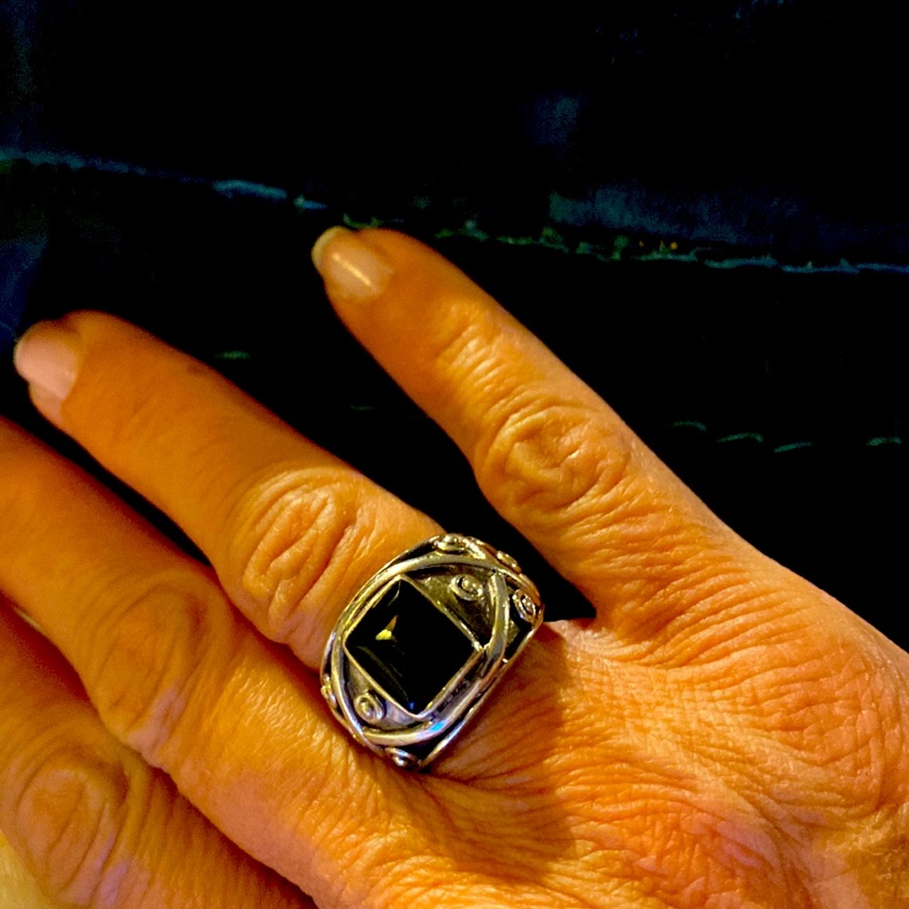 Black onyx and sterling silver ring